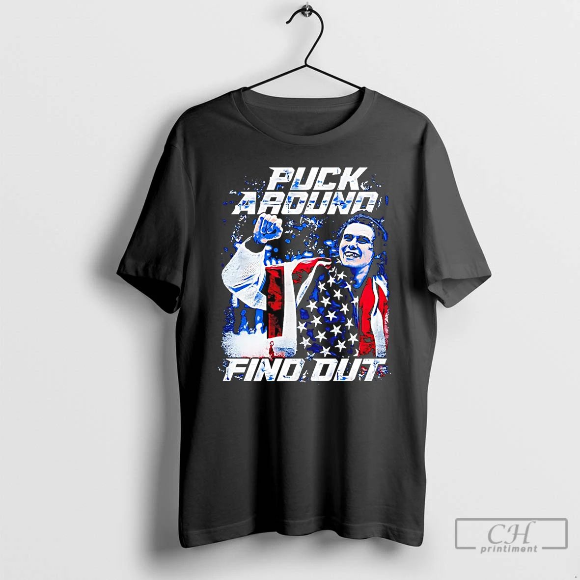 Classic Jack Hughes Puck Around Find Out 2026 Winter - Adult & Kids T-Shirts, Sweatshirts & Hoodies apparel design preview 1