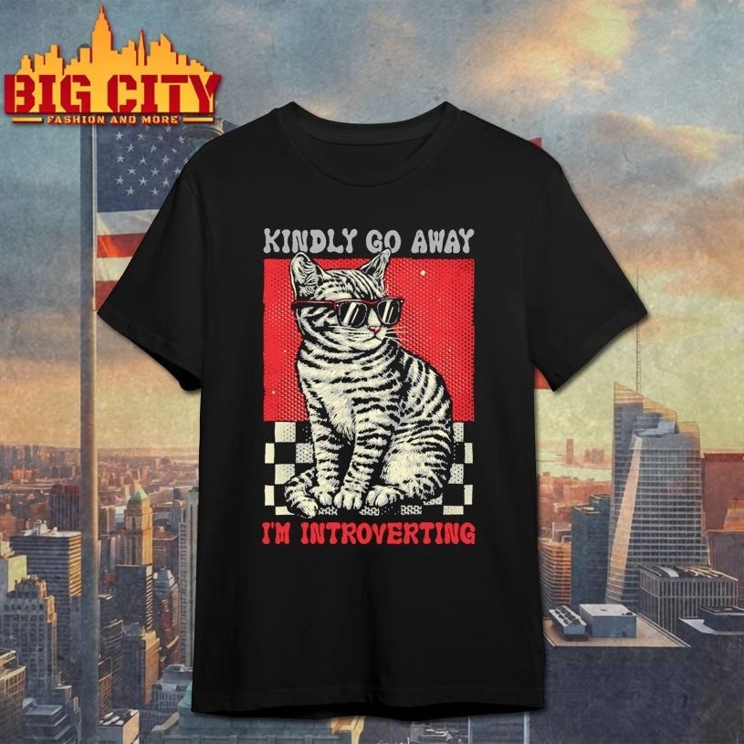 Cat Kindly go away I'm introverting - Adult & Kids T-Shirts, Sweatshirts & Hoodies apparel design preview 1