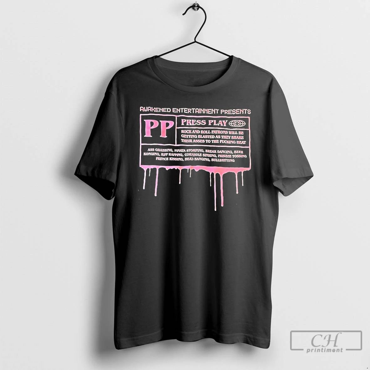 Classic Awakened Entertainment Presents Press Play - Adult & Kids T-Shirts, Sweatshirts & Hoodies apparel design preview 1
