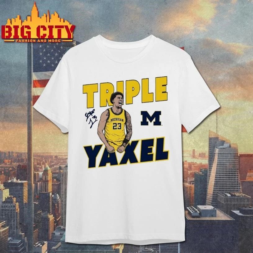 Yaxel Lendeborg Triple Michigan Wolverines Basketball - Adult & Kids T-Shirts, Sweatshirts & Hoodies apparel design preview 1