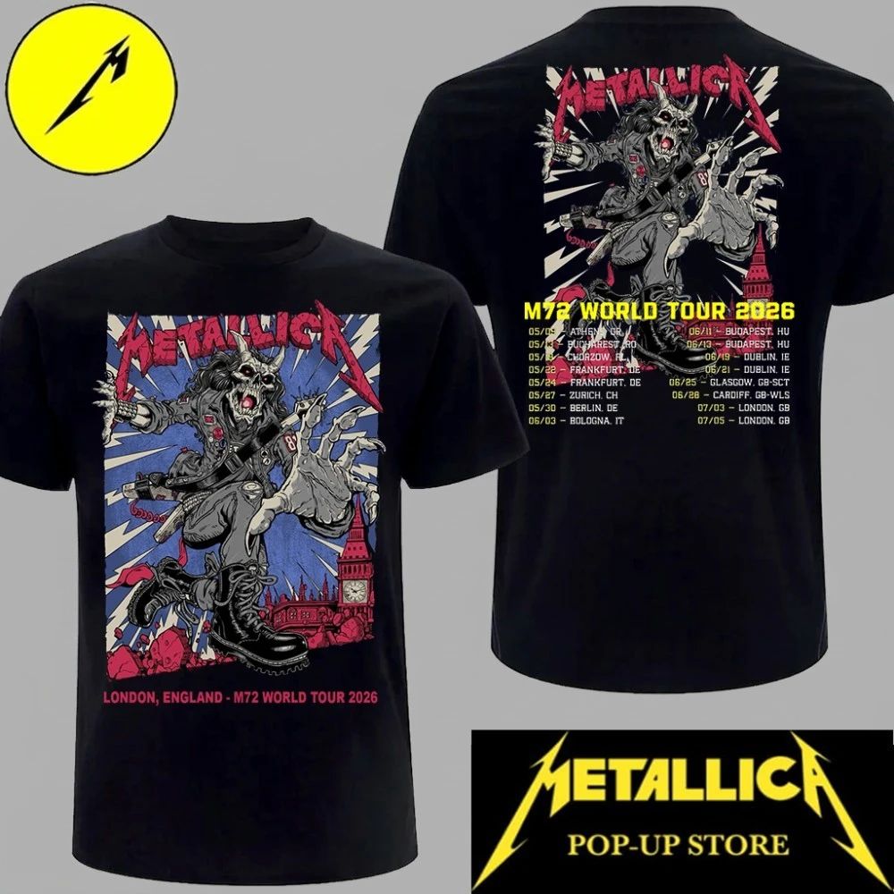 Metallica London England July 2026 Graphic Exclusive - Adult & Kids T-Shirts, Sweatshirts & Hoodies apparel design preview 1