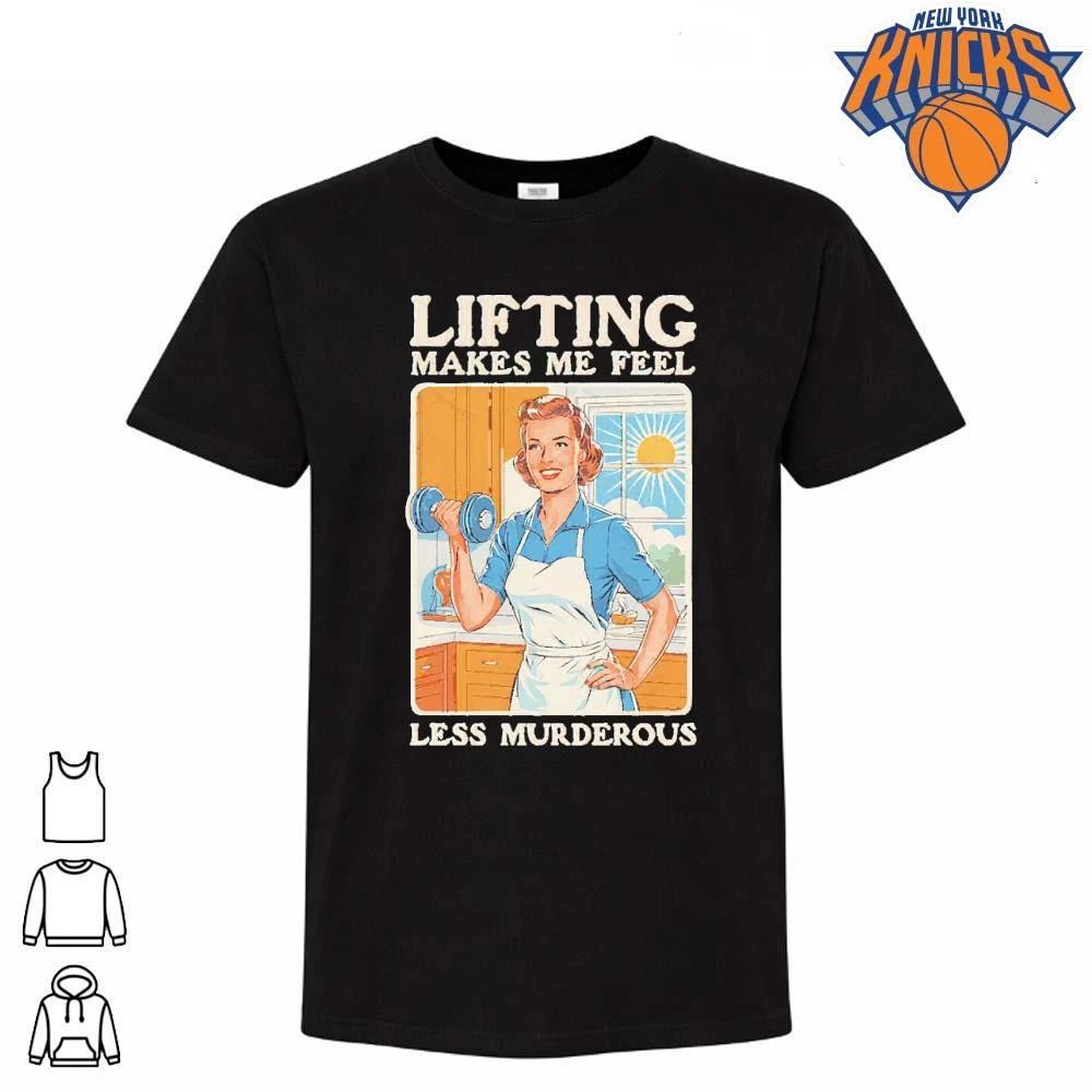 Lifting Makes Me Feel Less Murderous Funny Retro - Adult & Kids T-Shirts, Sweatshirts & Hoodies apparel design preview 1