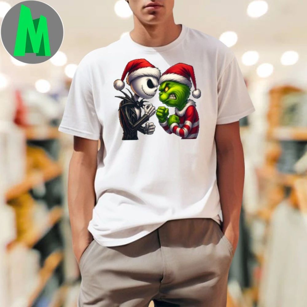 Grinch Vs Jack Funny Christmas - Adult & Kids T-Shirts, Sweatshirts & Hoodies apparel design preview 1