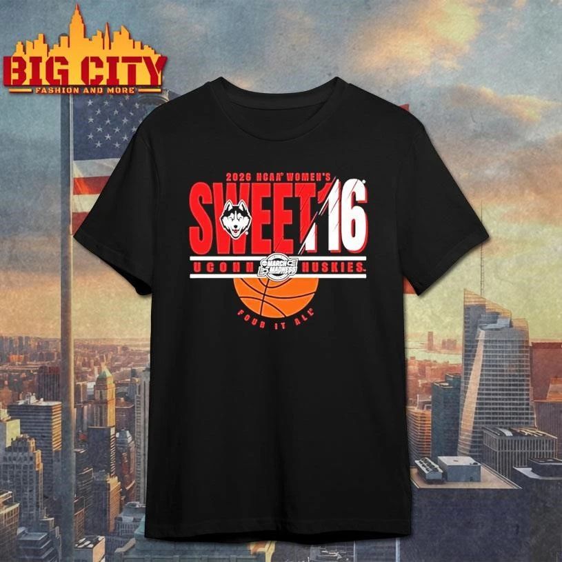 Uconn Huskies Sweet 16 2026 Womens March Madness - Adult & Kids T-Shirts, Sweatshirts & Hoodies apparel design preview 1