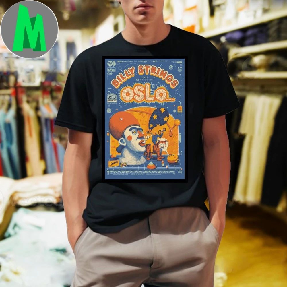10.03.2025 Oslo, Norway Billy Strings Poster - Adult & Kids T-Shirts, Sweatshirts & Hoodies apparel design preview 1
