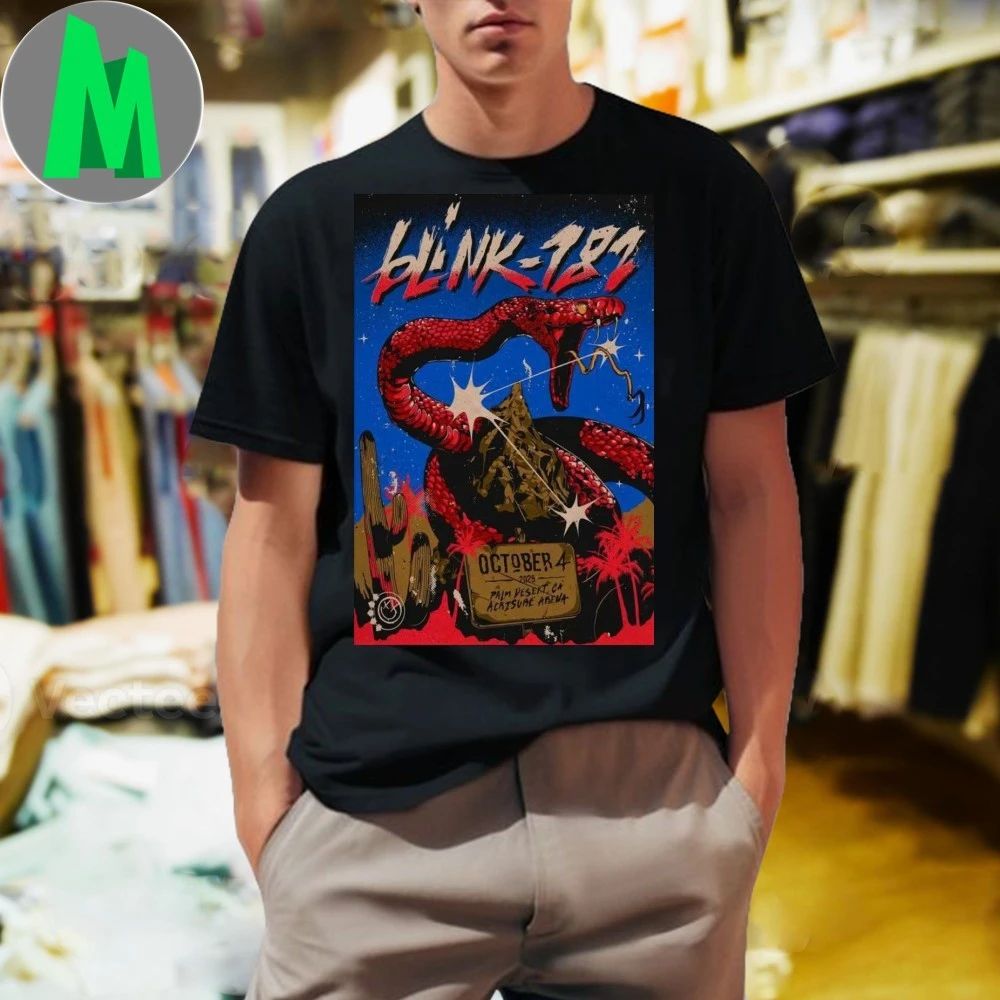 Blink-182 Palm Desert California Poster - Adult & Kids T-Shirts, Sweatshirts & Hoodies apparel design preview 1
