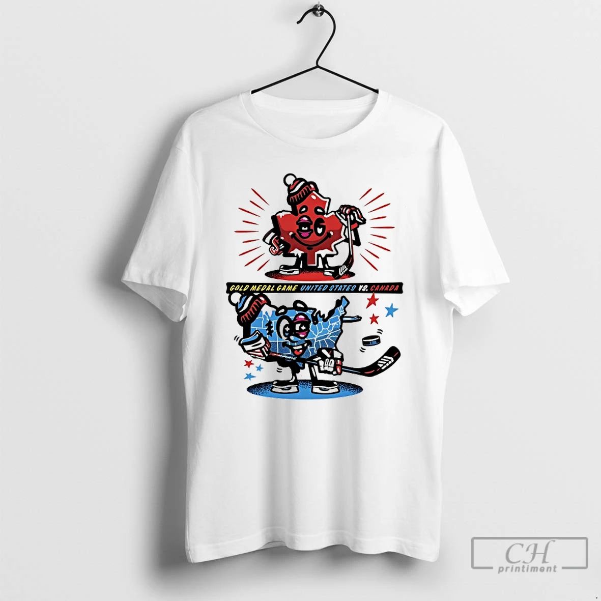 Classic Usa Vs Canada 2026 Gold Medal Game Map - Adult & Kids T-Shirts, Sweatshirts & Hoodies apparel design preview 1