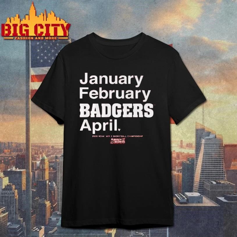 Wisconsin Badgers Mbb 2026 March Madness Month - Adult & Kids T-Shirts, Sweatshirts & Hoodies apparel design preview 1