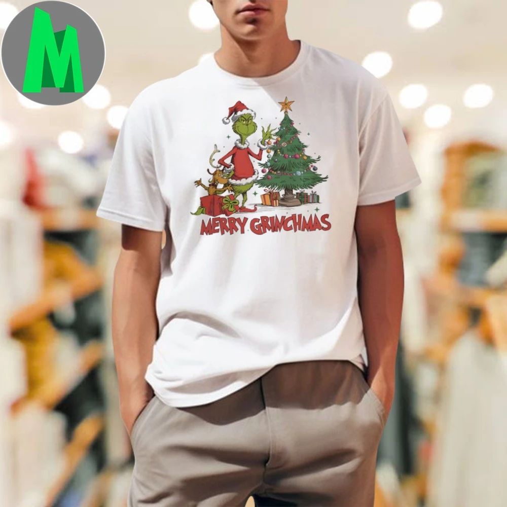 Merry Grinchmas Retro Christmas - Adult & Kids T-Shirts, Sweatshirts & Hoodies apparel design preview 1