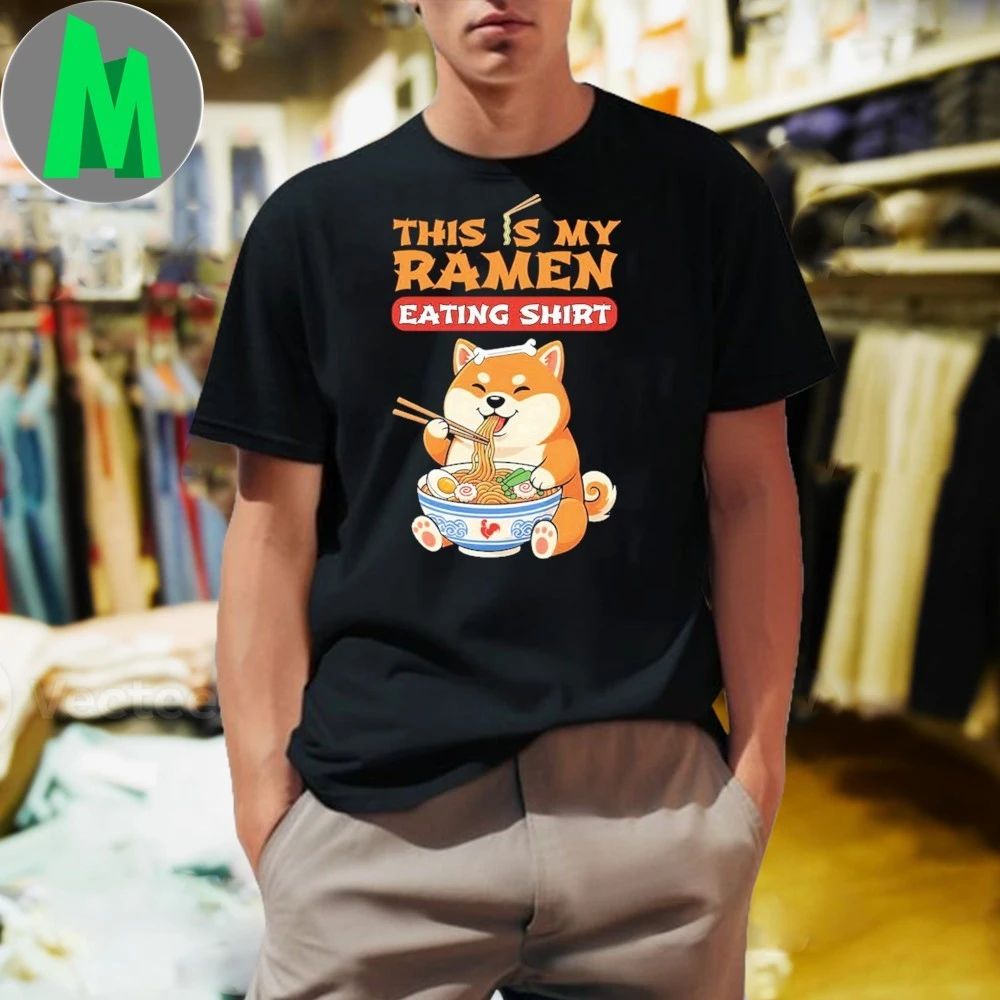 Ramen Eating Shiba Inu - Adult & Kids T-Shirts, Sweatshirts & Hoodies apparel design preview 1