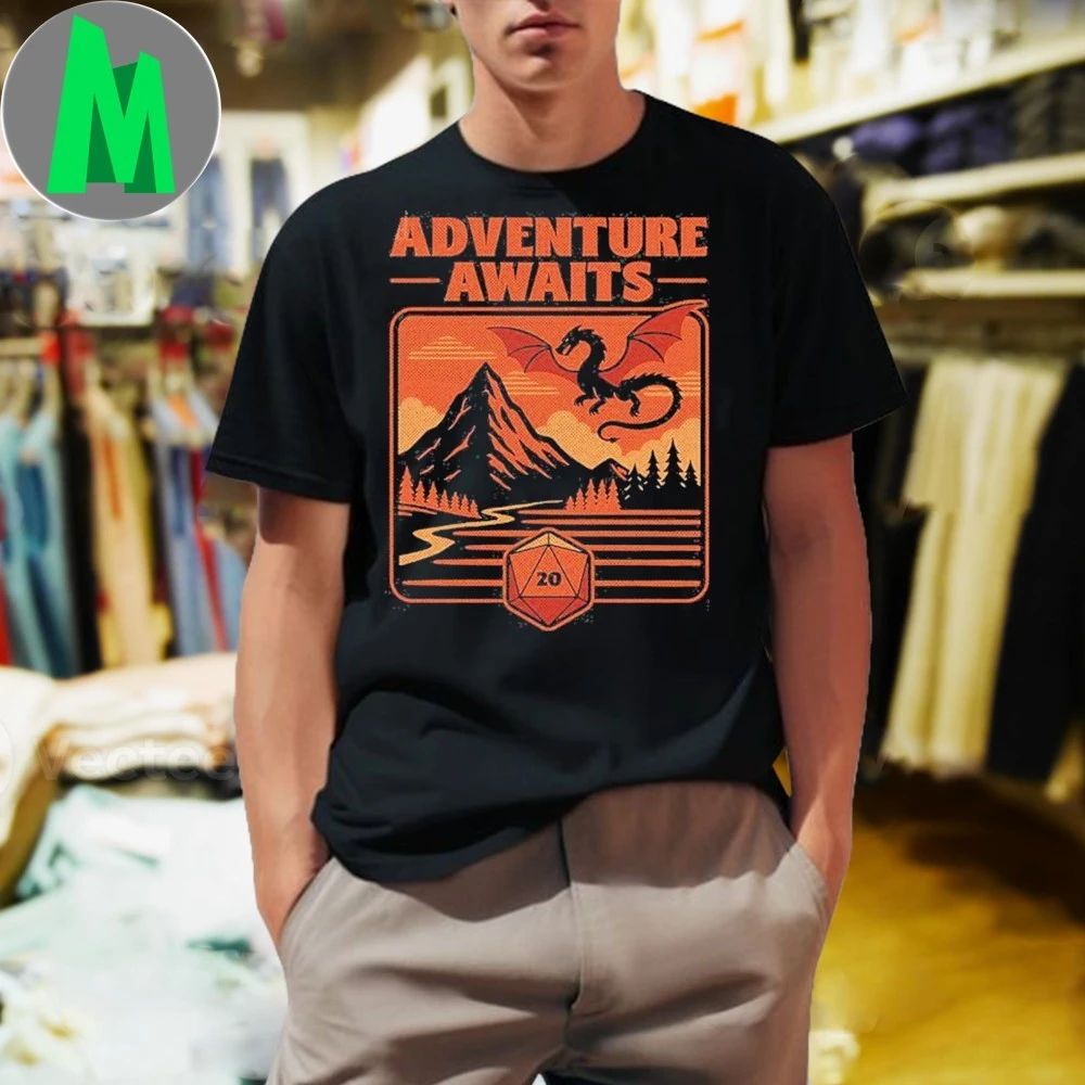RPG Vintage Adventure Dragon - Adult & Kids T-Shirts, Sweatshirts & Hoodies apparel design preview 1