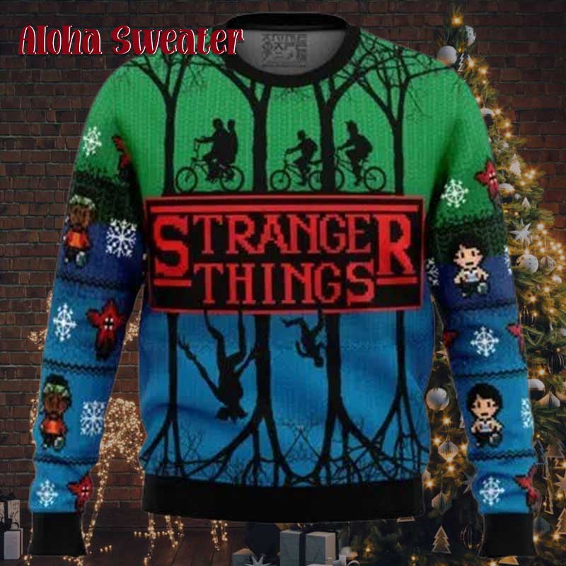Up Side Down World Stranger Things Ugly Christmas Sweater - Holiday Gift product image