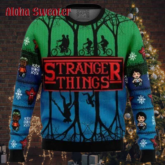 Up Side Down World Stranger Things Ugly Christmas Sweater - Holiday Gift product image