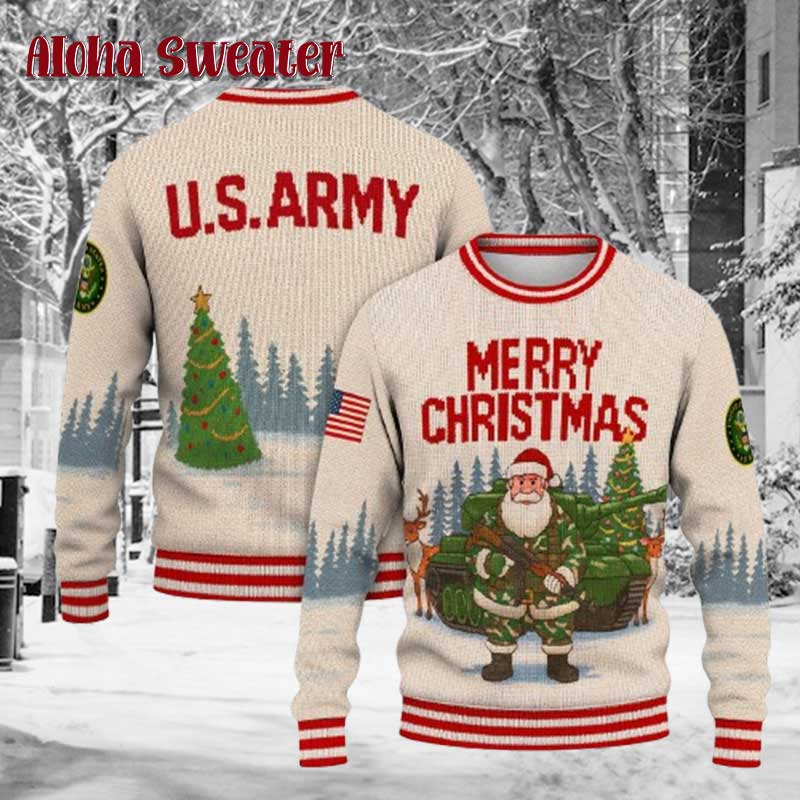 Us Army Santa Claus Ugly Christmas Sweater - Holiday Gift product image 3