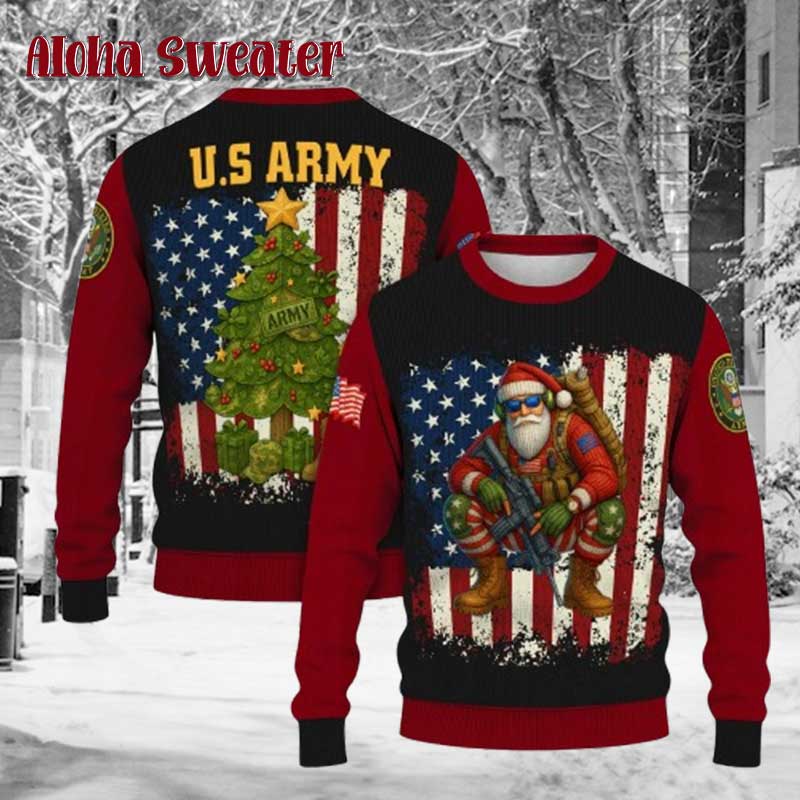 Us Army Santa Claus Ugly Christmas Sweater - Holiday Gift product image 2