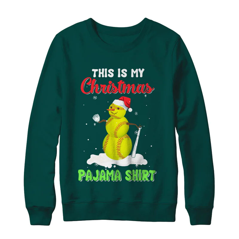This is my christmas pajama xmas snowman softball Christmas Sweater - Holiday Gift product image 2