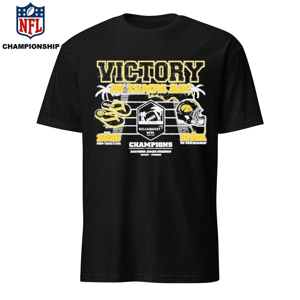 Victory In Tampa 2025 Reliaquest Bowl Iowa Hawkeyes - Adult & Kids T-Shirts, Sweatshirts & Hoodies apparel design preview 1