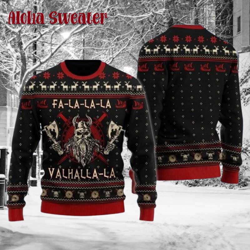 Viking Fa La La La Valhalla La Ugly Christmas Sweater - Holiday Gift product image