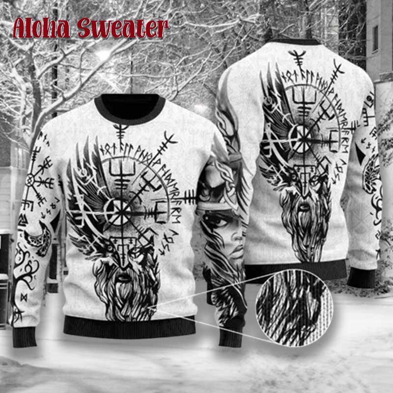 Skull Logo Valhalla Viking Ugly Christmas Sweater - Holiday Gift product image 4