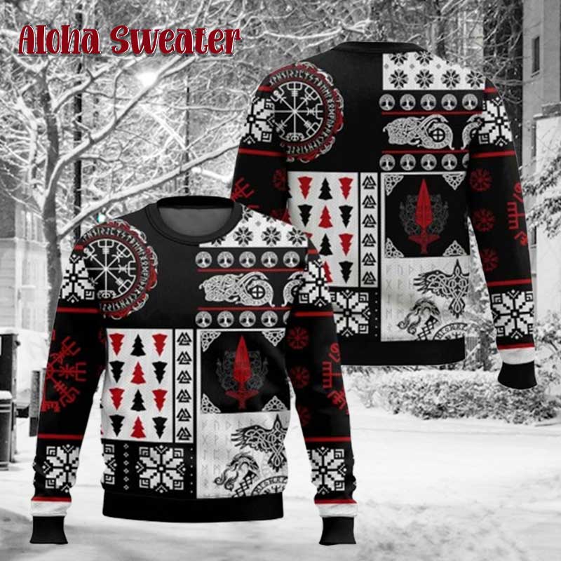 Viking Till Valhalla Never Kneel Ugly Christmas Sweater - Holiday Gift product image 2