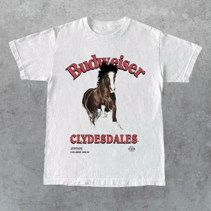 Vintage 90s Budweiser Horse Florida Her Him Friend - Adult & Kids T-Shirts, Sweatshirts & Hoodies apparel design preview 1