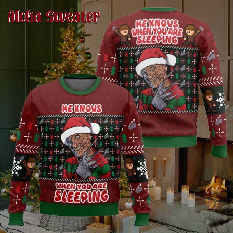 Horror Fanart Freddy Krueger Ugly Christmas Sweater - Holiday Gift product image 5