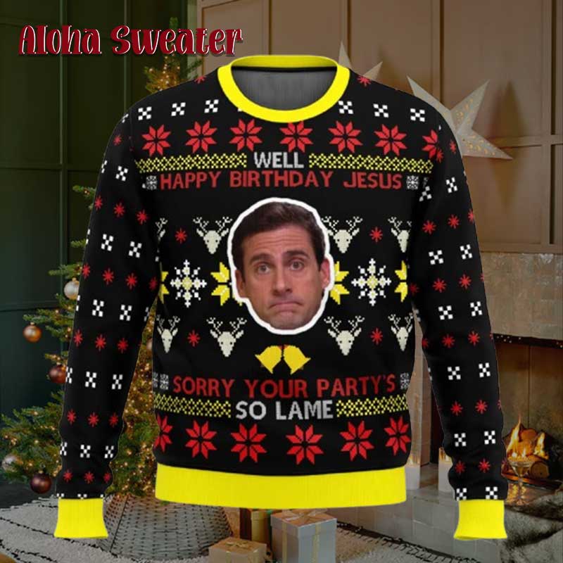 Well Happy Birthday Jesus The Office Ugly Christmas Sweater - Holiday Gift product image