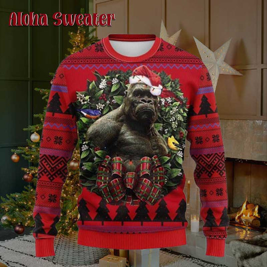 Western Godrilla King Kong Ugly Christmas Sweater - Holiday Gift product image