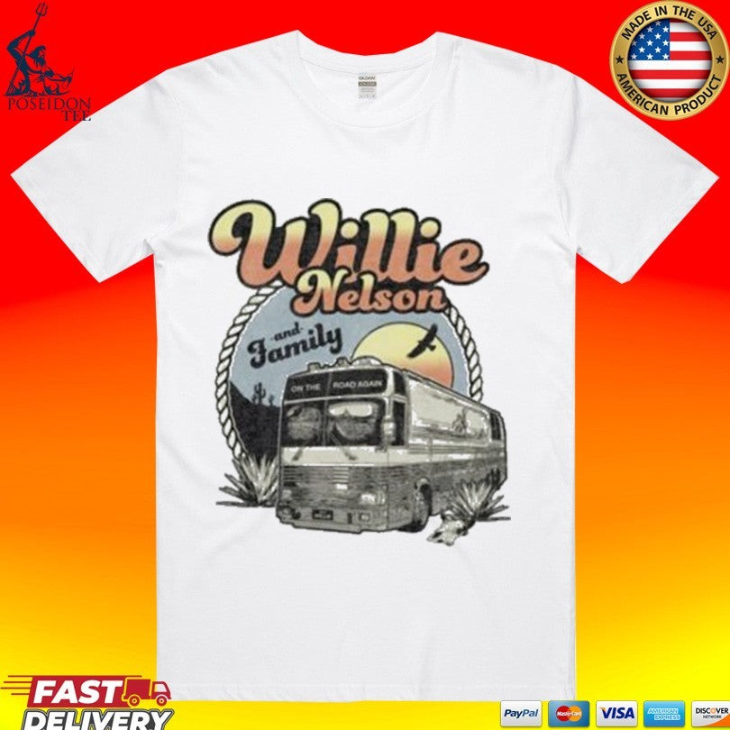 Willie Nelson Vintage Bus - Adult & Kids T-Shirts, Sweatshirts & Hoodies apparel design preview 1