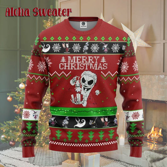 Wish You A Nightmare Christmas Jack Skellington Ugly Christmas Sweater - Holiday Gift product image
