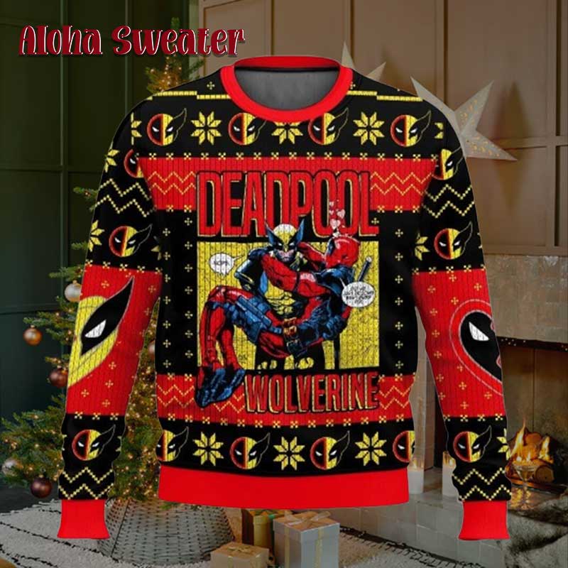 Titanic Version Deadpool And Wolverine Ugly Christmas Sweater - Holiday Gift product image 2