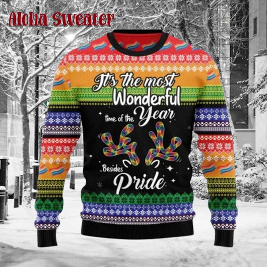 Wonderful Time Besides Pride Lgbt Rainbow Ugly Christmas Sweater - Holiday Gift product image