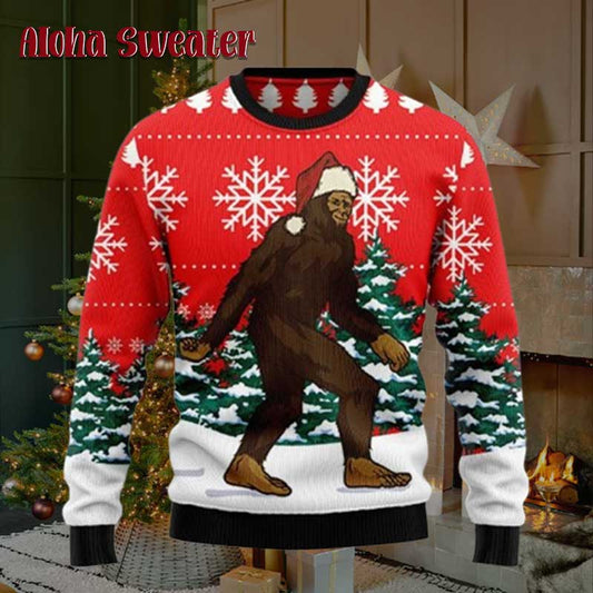 Xmas Bigfoot Marching Ugly Christmas Sweater - Holiday Gift product image
