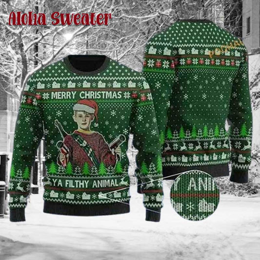 Ya Filthy Animal Home Alone Ugly Christmas Sweater - Holiday Gift product image