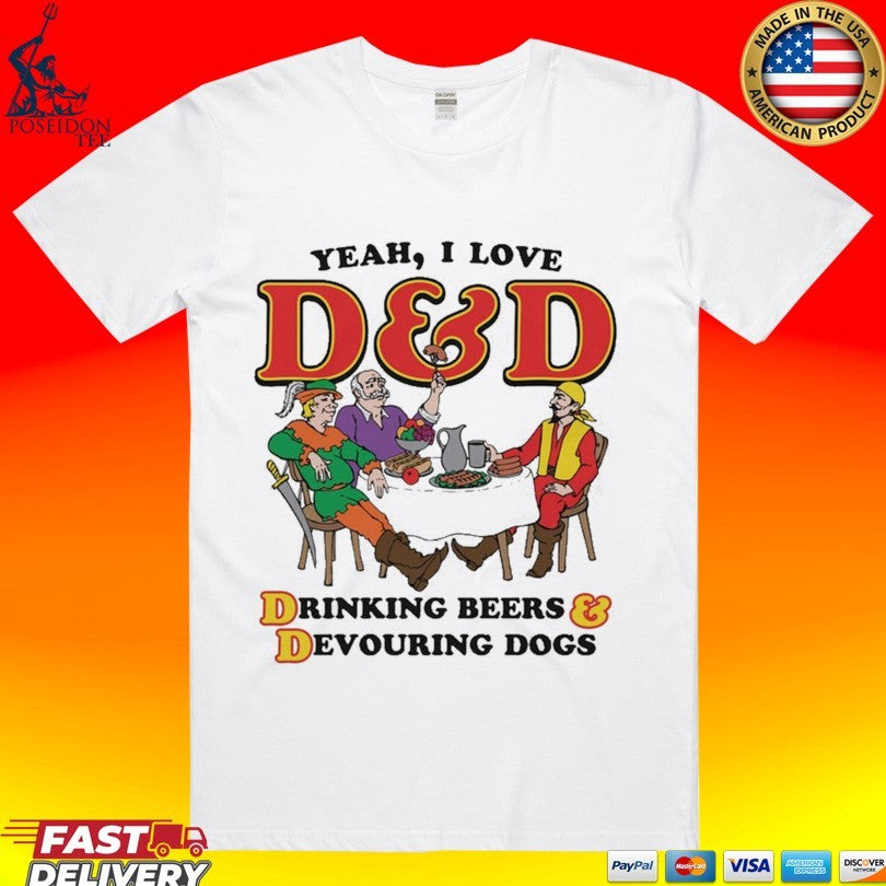 Yeah I Love D And Drinking Beers Devouring Dogs - Adult & Kids T-Shirts, Sweatshirts & Hoodies apparel design preview 1