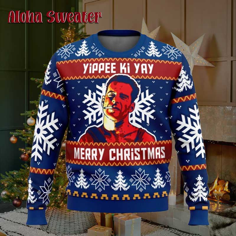 Gun Die Hard Ho Ho Ho Ugly Christmas Sweater - Gift Idea product image 4